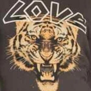 Chaser Recycled Vintage Love Tiger Cotton Short Sleeve Tee NEW!